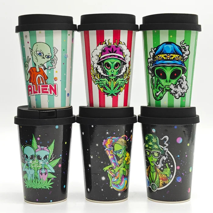 Knock-Off "Cupsy" Coffee Cup Bong w/ Ceramic Bowl (Alien Assorted)