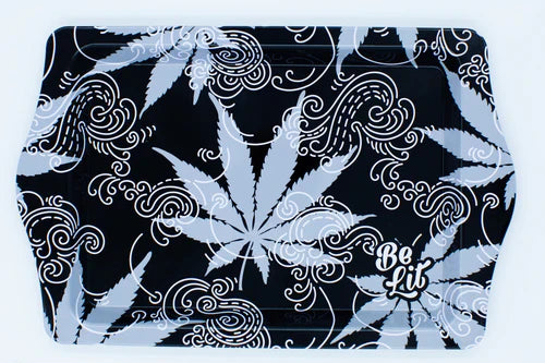 Be Lit Travel Tray - Black & White Leaf